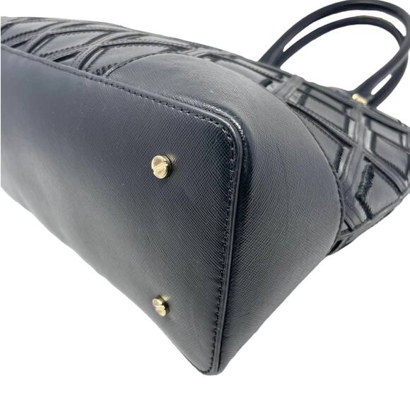 Tory Burch Robinson Logo Monogram Leather Dome Tote Shoulder Bag Black Gold - Picture 11 of 14